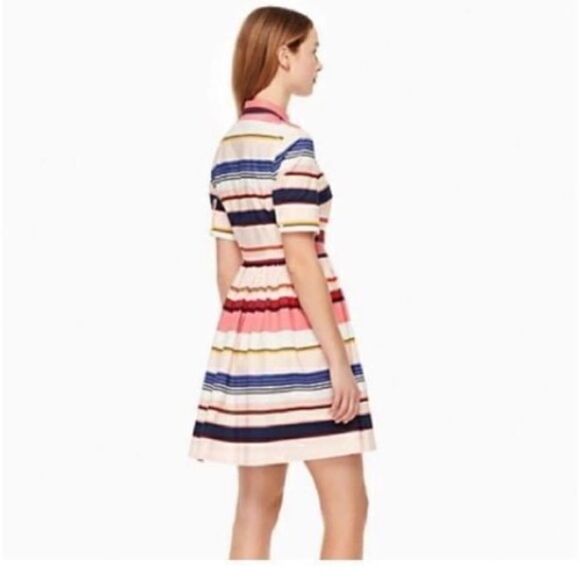 Kate Spade Women’s Size 00 Berber Fit and Flare Dress Pink Striped Button Up - Picture 2 of 13